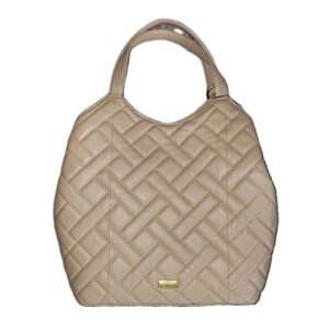 Vince Camuto Kisho Tote Womens Sandstone Beige New Quilted Leather VC-KISHO-TO1